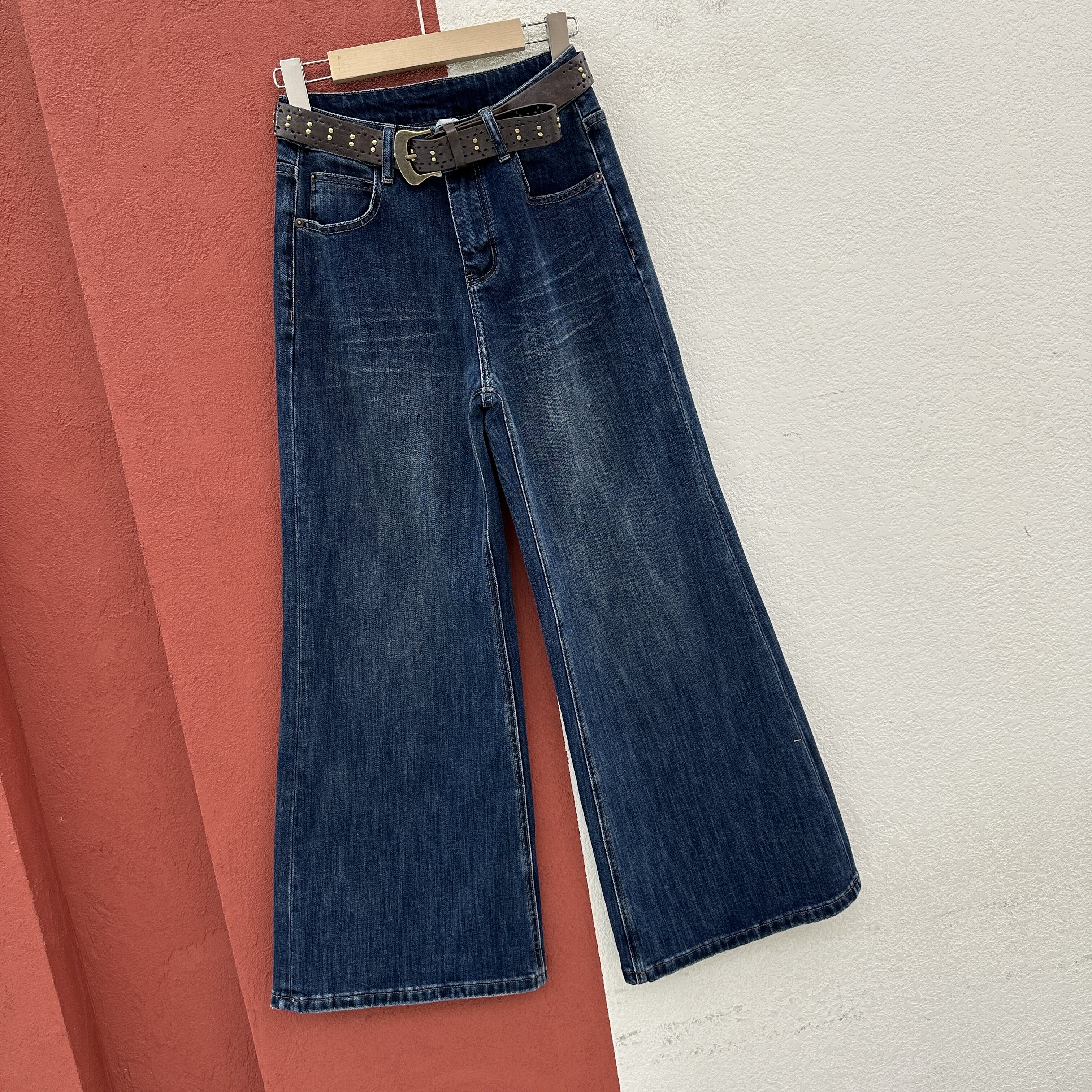 2026秋款N FASHION JEANS韩酷莱5587牛仔裤女高腰喇叭裤拖地筒叭