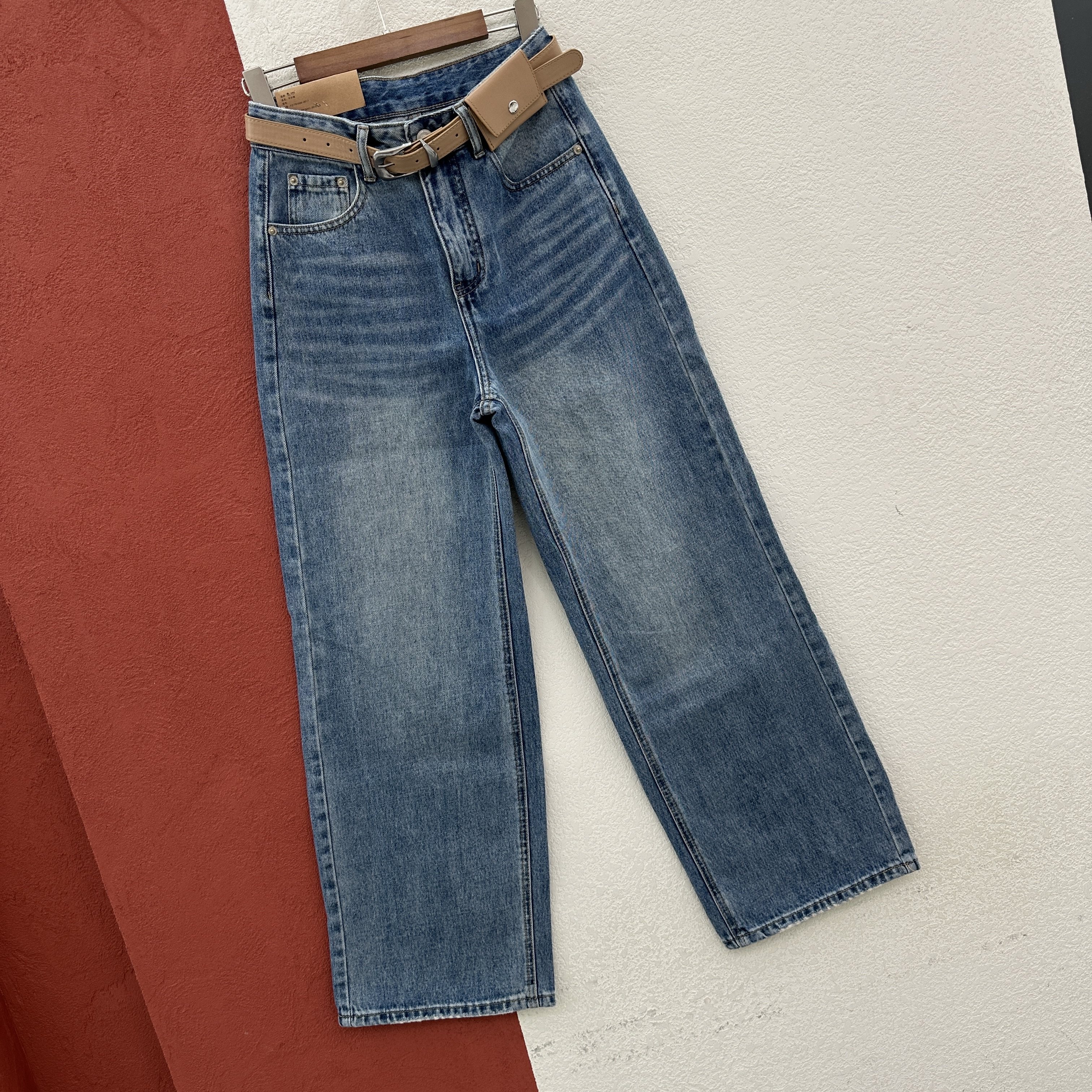 2026春季新款JEANS红提子66019牛仔裤女高腰窄版直筒裤包包裤长裤,女装/女士精品,牛仔裤,淘宝优惠券,粉丝福利购,淘宝优惠卷