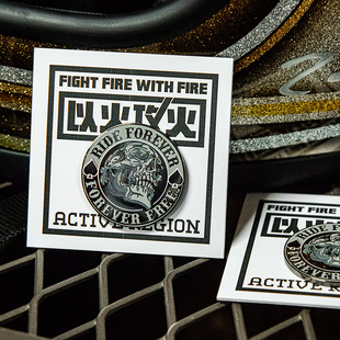 active region中国台湾AR联名以火攻火胸针领针骷髅摩托车配饰