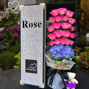 杭州鲜花速递rose糖果玫瑰花礼盒进口绣球生日花祝福同城配送花店