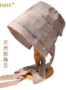 HATSHE蚕丝麻优雅系带遮阳帽飘带