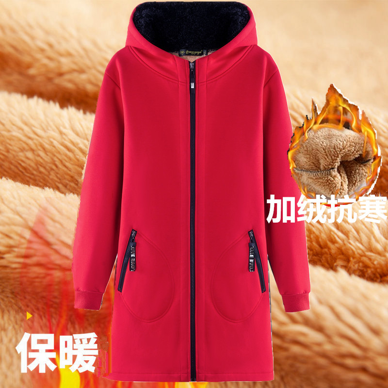 大码羊羔绒外套女冬季中长款胖妹妹加绒加厚卫衣宽松胖mm保暖衣服
