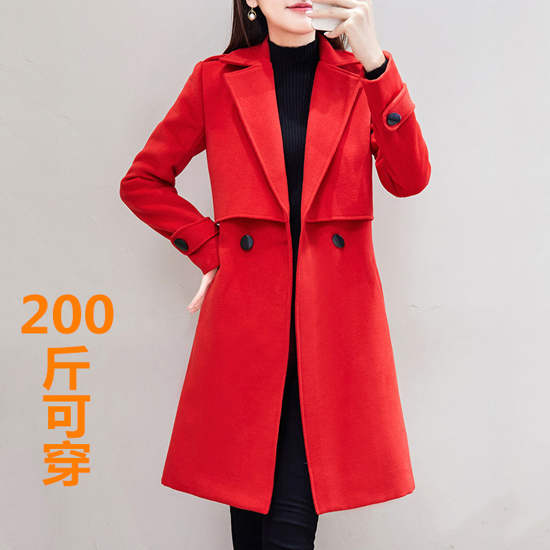 胖妹妹显瘦宽松外套毛呢大衣