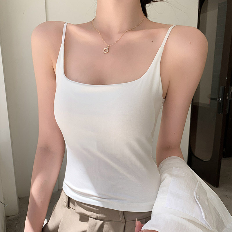 H707吊带背心女夏季修身显瘦性感带胸垫一体美背内搭打底外穿上衣