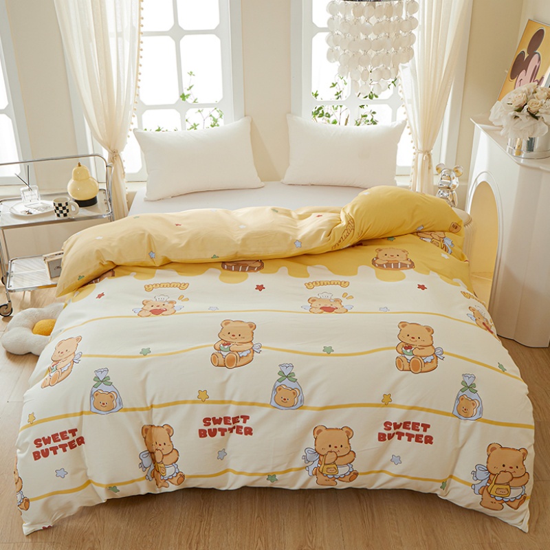 AB版全棉被套单件卡通小熊星星条纹纯棉被罩儿童单人1米5双人2米4