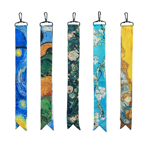 梵高油画文艺滑雪挂件雪场飘带俱乐部挂件包包挂件配饰