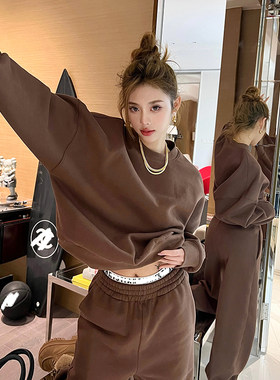 CAN秋冬新款复古休闲运动套装女