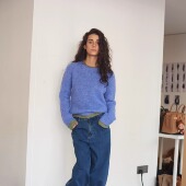 雾海听松 CAN 撞色假两件圆领修身 针织毛衣