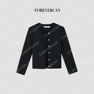 Forevercan女装2026新款南安普顿极简纯色百搭假两件开衫上衣