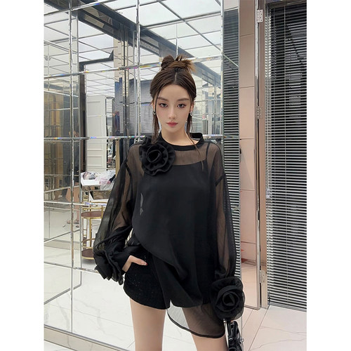 CAN春夏新款气质百搭乔其绉上衣