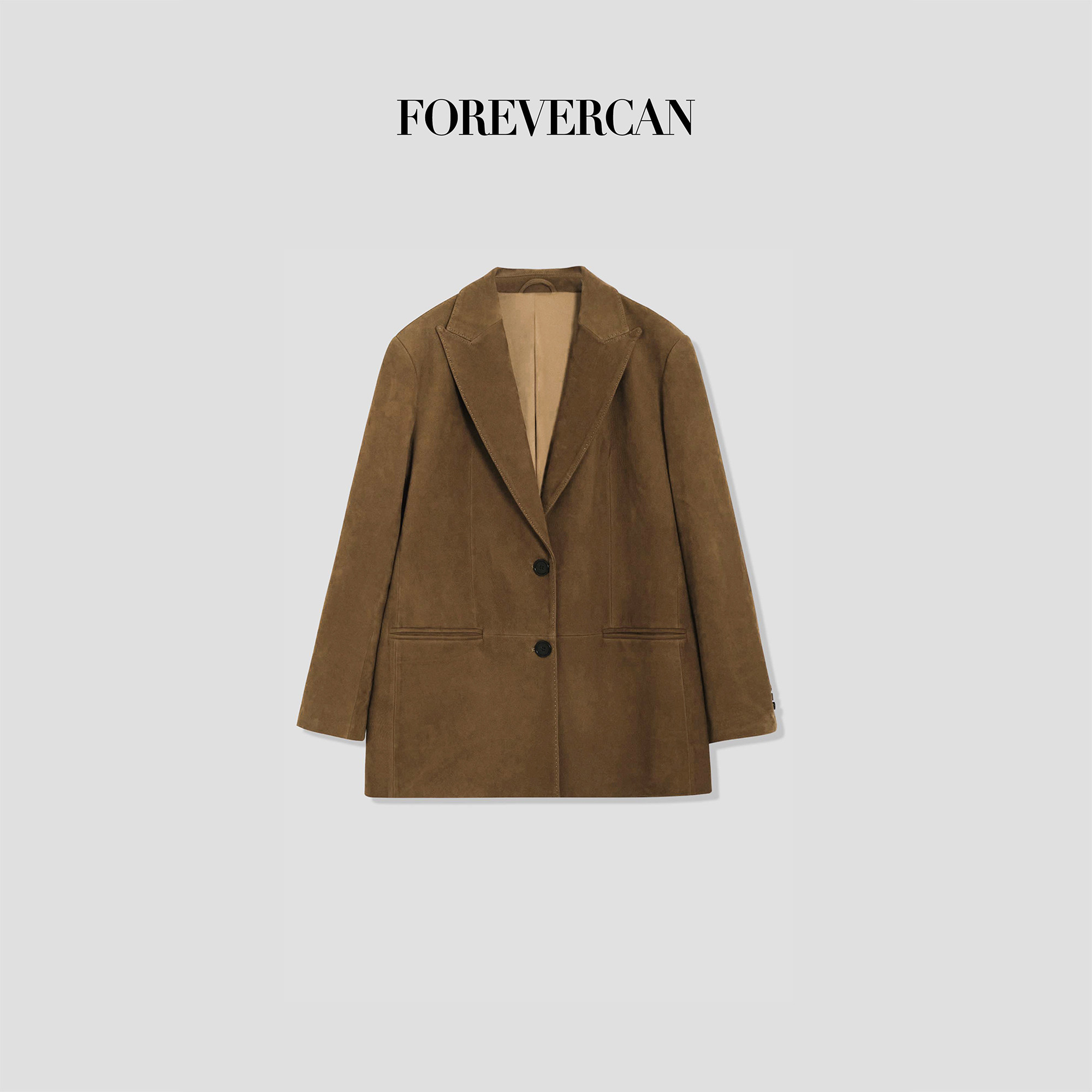 Forevercan女装秋冬新款“秘鲁来信”100羊皮复古高级感西装外套