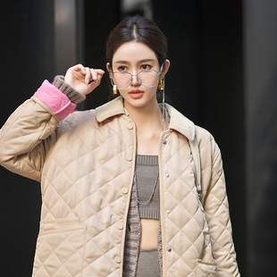 Forevercan2022秋冬代gou都难抢 B家菱格黄金小棉袄棉服双面穿女