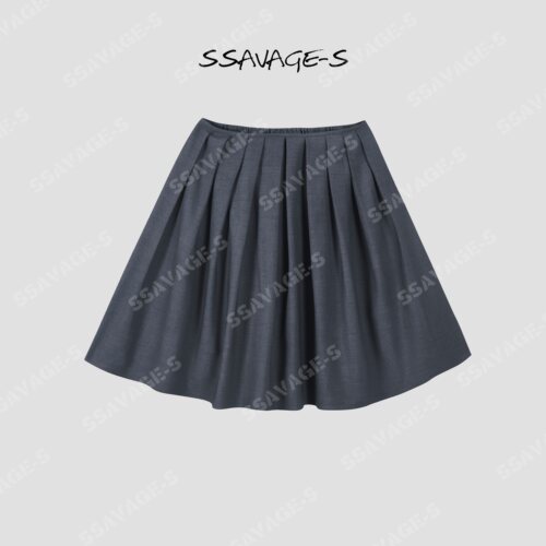 SSAVAGE高腰垂感通勤中长半裙