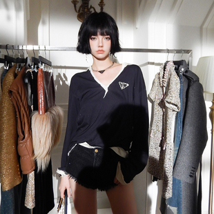 Forevercan女装2025早春新款高奢废土风T恤设计感气质名媛风上衣