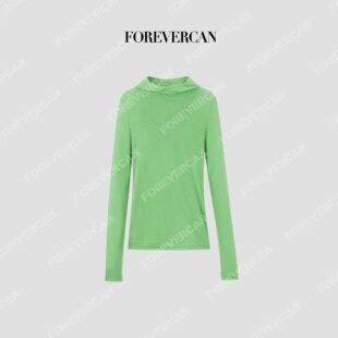 Forevercan女装2026新款小青微透修身连帽休闲打底上衣