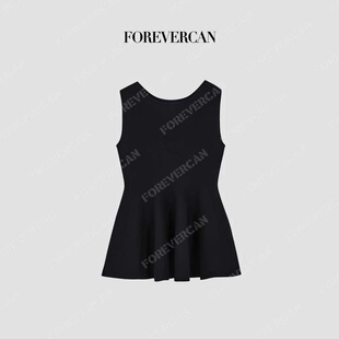 Forevercan女装“德文郡”倒三角U领掐腰鱼尾摆上衣