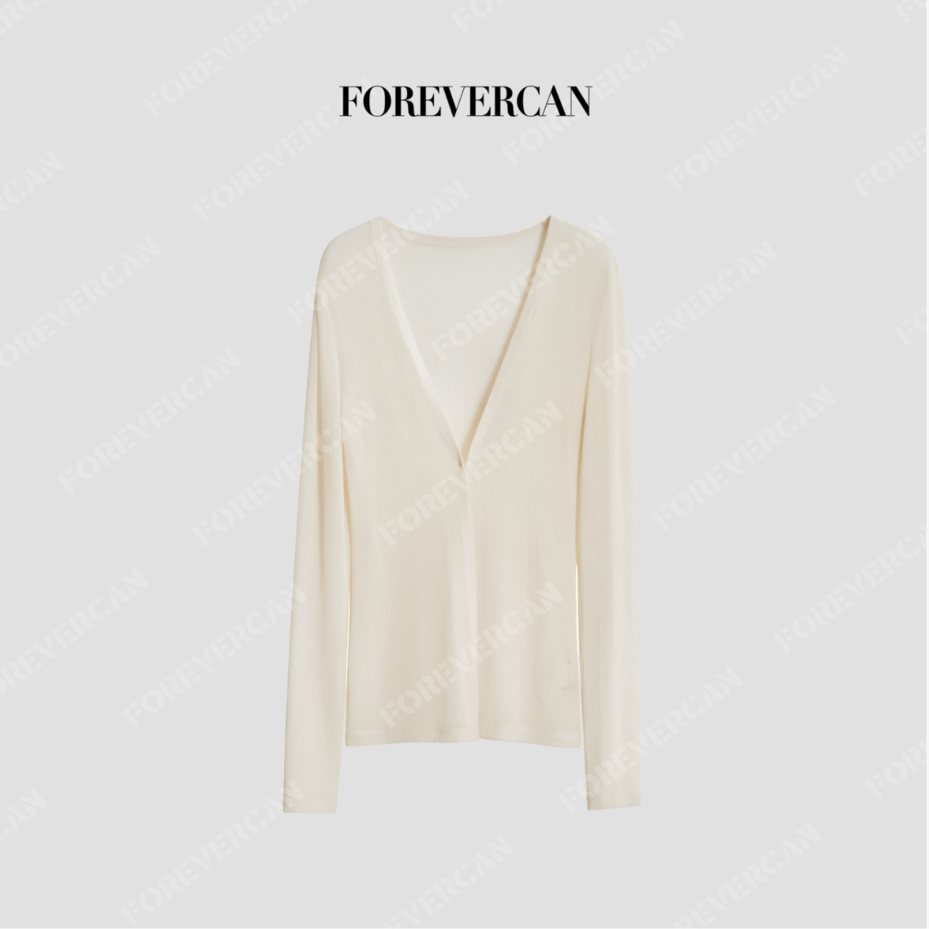Forevercan女装“柔雾织序”客订级微透肌理一粒扣收腰针织开衫