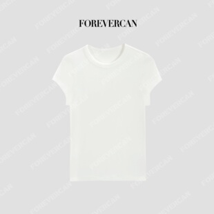 Forevercan女装“经典至上”高弹针织修身百搭打底短袖上衣
