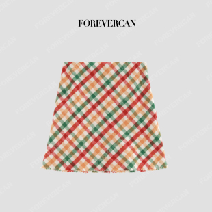 Forevercan女装2026新款“布林莫尔”立裁高比例羊毛呢修身短裙