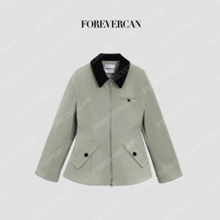 水蛇腰立裁掐腰感修身 撞色夹克外套 2026新款 Forevercan女装