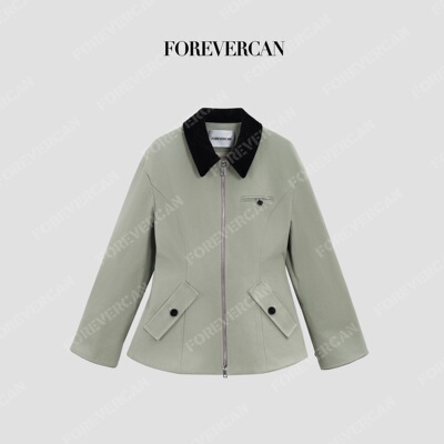 CAN立裁掐腰感修身撞色夹克