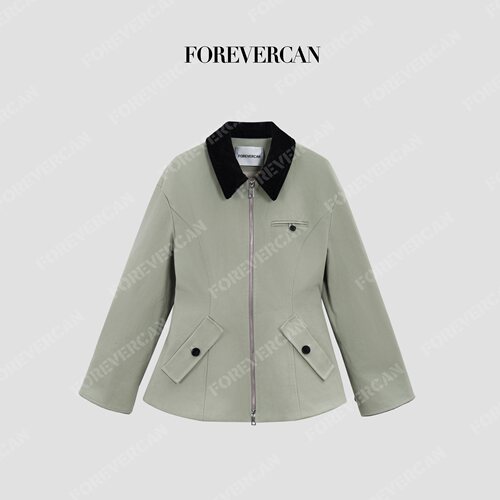 CAN立裁掐腰感修身撞色夹克