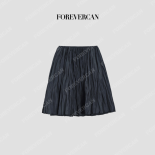 Forevercan女装“夜色沉醉”记忆定型金属丝肌理A字半身裙