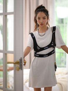 百搭简约白色短袖 小众设计感时尚 T恤 新款 CAN夏季