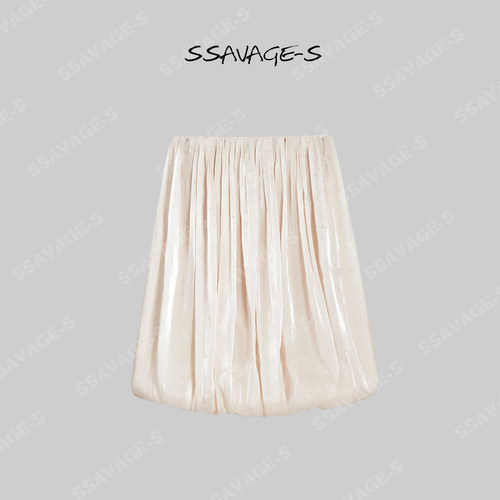 SSAVAGE女装“月光碎钻”烫钻肌理感挂脖花苞仙女连衣裙