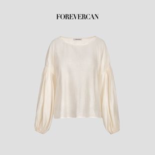 衬衫 Forevercan女装 天丝醋酸麻法式 2025新款 如蝶在野雾感灯笼袖