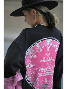 日系无帽圆领套头卫衣女时尚 新品 冬季 百搭帅气上衣 CAN