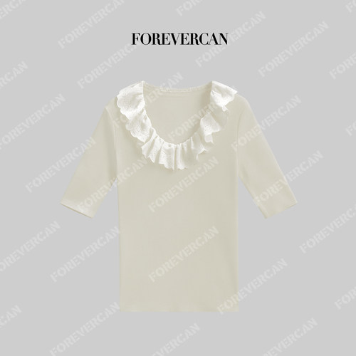 Forevercan女装“肯辛顿”细腻轻奢老钱风修身通勤内搭上衣