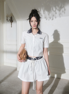 Forevercan女装2024夏季新款苏黎世学院时尚套装气质名媛风两件套