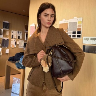 SSAVAGE女装2026新款斯文顿立裁大翻领修身短款羊毛呢夹克外套