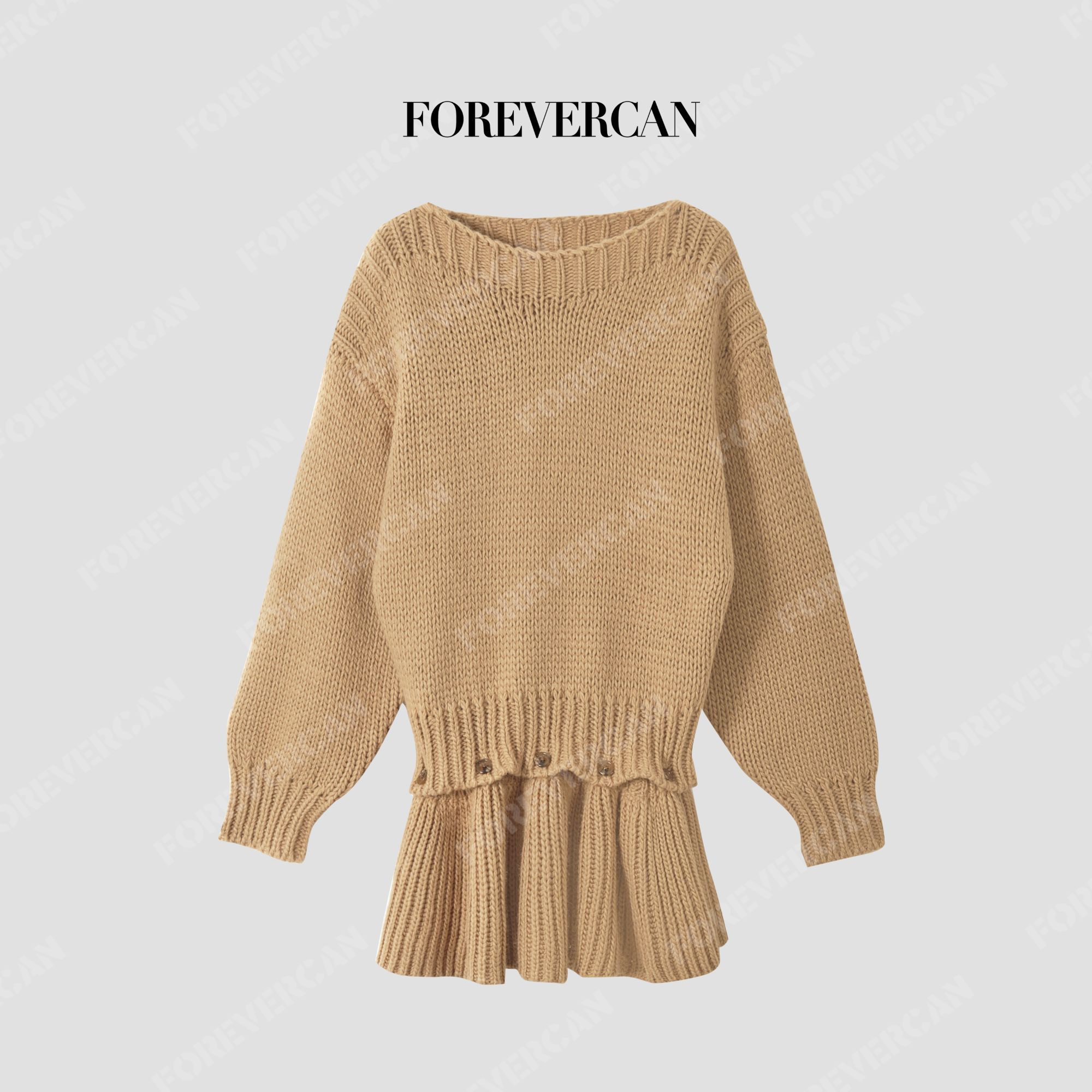 CAN冬季新款可拆卸针织连衣裙