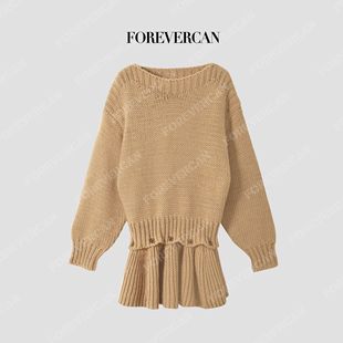 Forevercan女装2025新款玻洛尼亚毛衣+半裙可拆卸时髦针织连衣裙