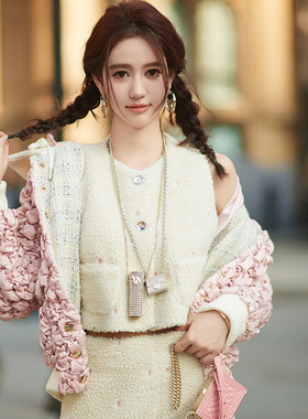 CAN新款高级感羊羔绒套装女