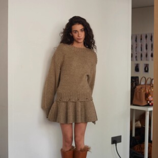 Forevercan女装2025新款罗文扎莱毛衣+半裙可拆卸时髦针织连衣裙