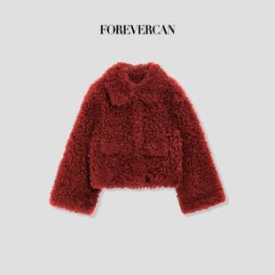 客订羊卷毛皮毛一体皮草短外套 荆棘玫瑰 Forevercan女装 新款