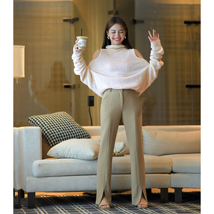 高领 欧美名媛风 装 饰袖 显瘦背心针织毛衣女 CAN秋季 修身 新款