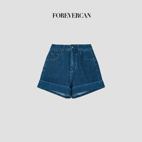 Forevercan女装“好穿不停”进口天丝卷边百搭宽松牛仔短裤
