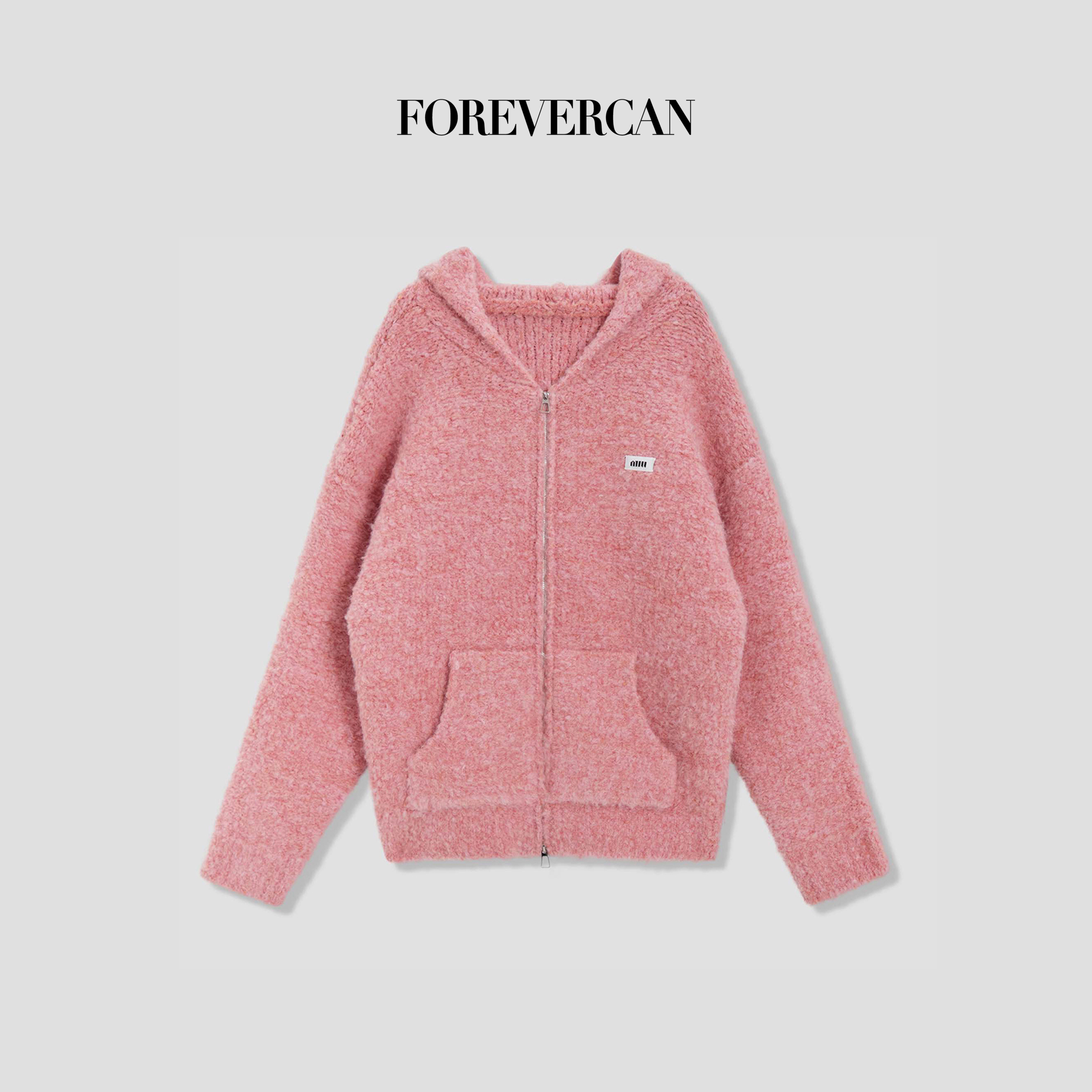 Forevercan女装早春新款“桃你欢心”慵懒风连帽针织开衫+背心,女装/女士精品,毛针织衫,淘宝优惠券,粉丝福利购,淘宝优惠卷