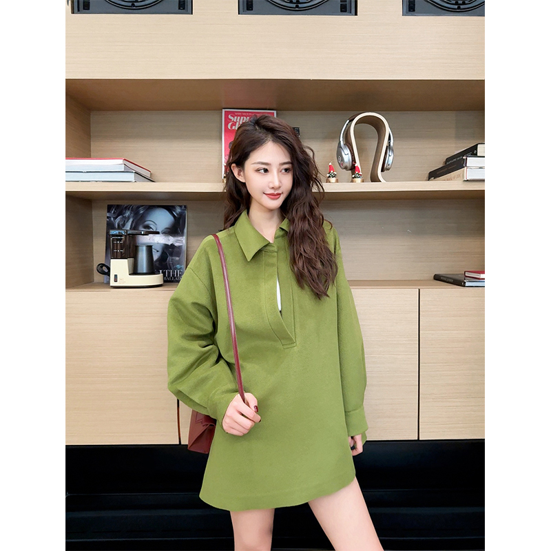 CAN秋冬新款苹果绿毛呢上衣+短裤