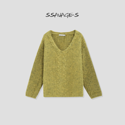 SSAVAGE羊毛极简针织毛衣围巾