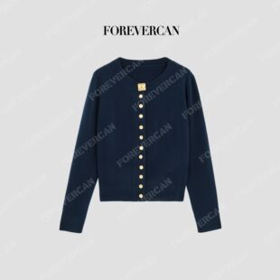 Forevercan“帕森斯特”100美丽诺羊毛圆领针织开衫