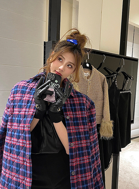 Forevercan2023春复古美学B家对gui定制苏格兰格纹衬衫式棉服外套