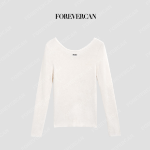 Forevercan女装2026新款白开水100美丽诺羊毛前后两穿针织上衣