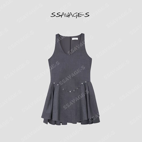 SSAVAGE女装“失序漫游”不规则下摆U字背心连衣裙