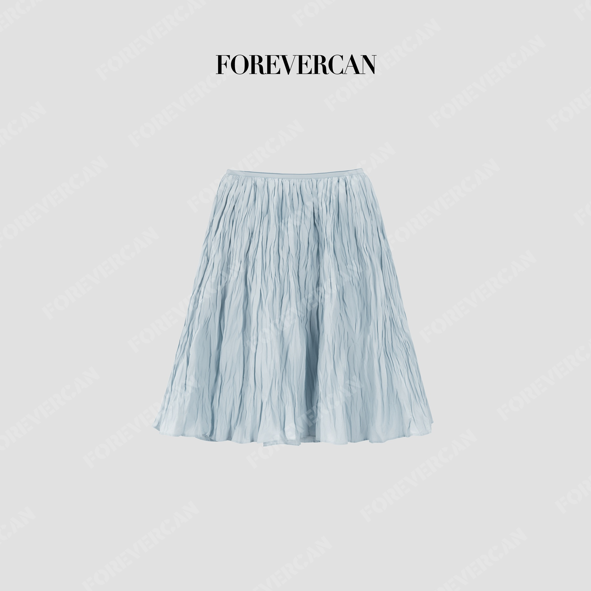 Forevercan女装“海盐苏打”记忆定型金属丝肌理A字半身裙