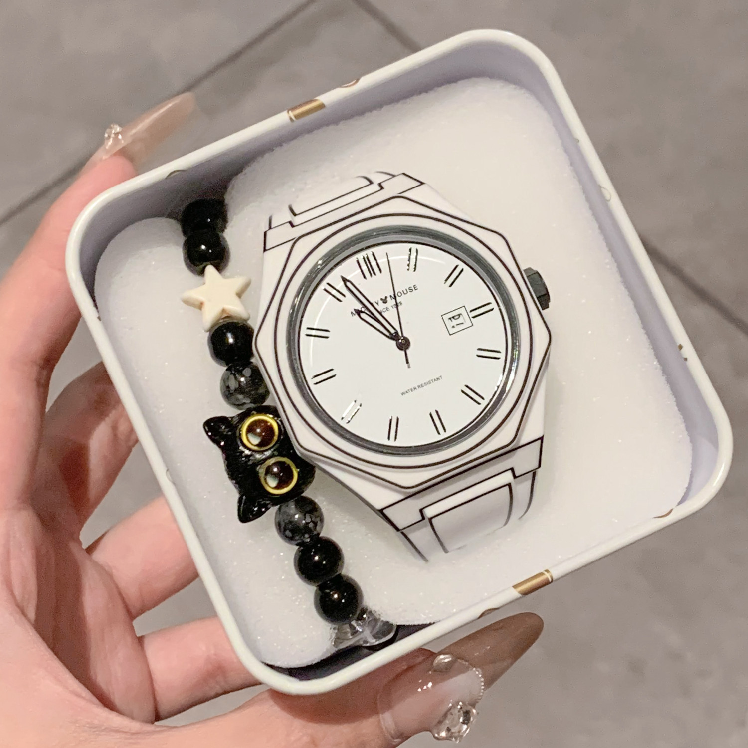 迪士尼漫画手表女款学生初高中女小众艺术女生闺蜜情侣男款高颜值